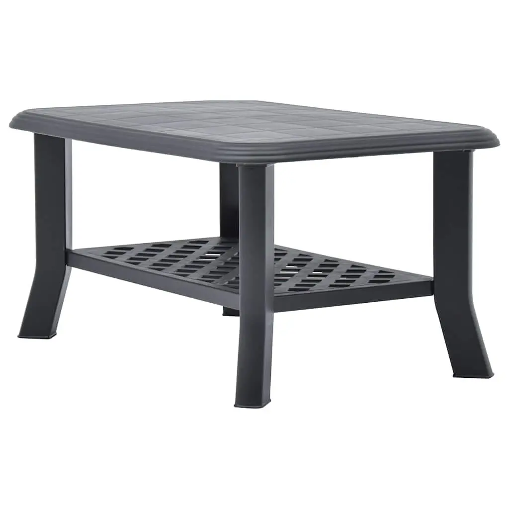 Coffee Table Anthracite Outdoor Lightweight Weather-Resistant Plastic with Bottom Storage Shelf 90 x 60 x 46 cm