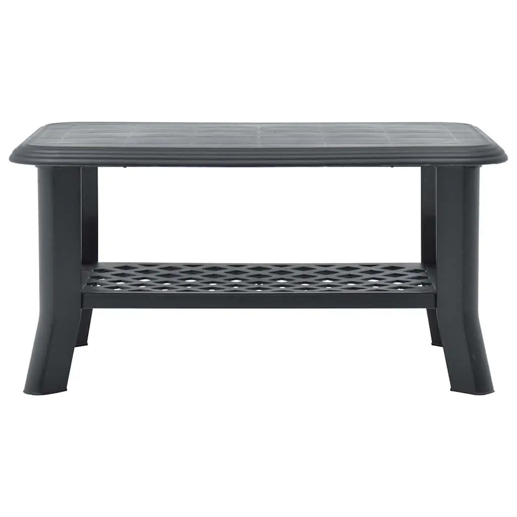 Coffee Table Anthracite Outdoor Lightweight Weather-Resistant Plastic with Bottom Storage Shelf 90 x 60 x 46 cm