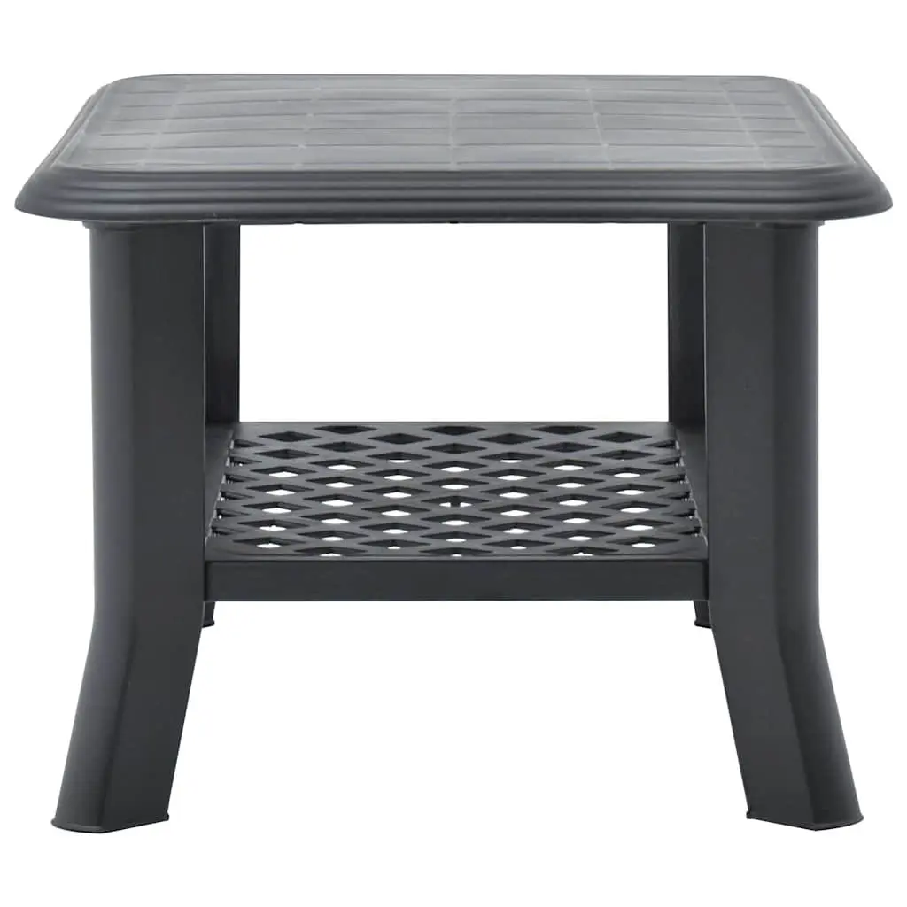 Coffee Table Anthracite Outdoor Lightweight Weather-Resistant Plastic with Bottom Storage Shelf 90 x 60 x 46 cm