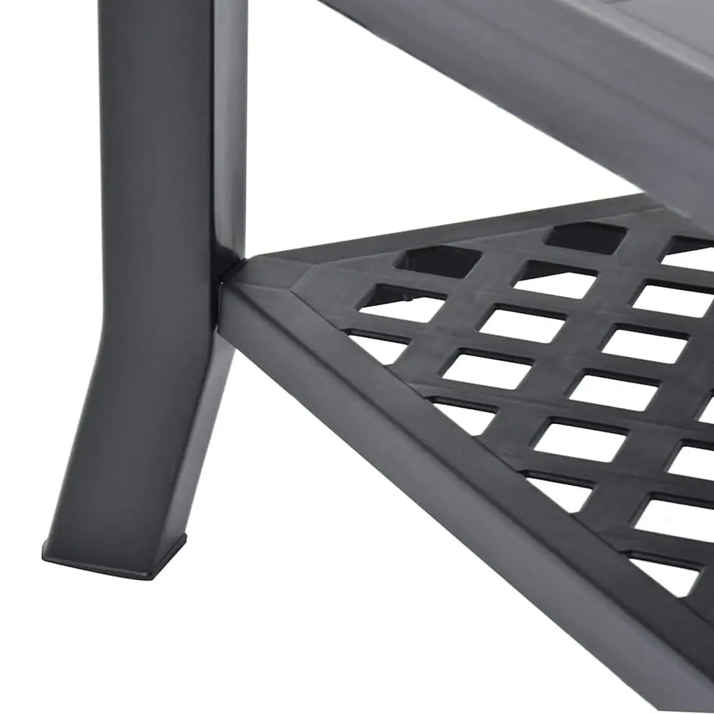 Coffee Table Anthracite Outdoor Lightweight Weather-Resistant Plastic with Bottom Storage Shelf 90 x 60 x 46 cm