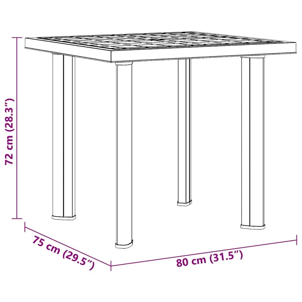 Garden Table Lightweight Plastic Anthracite 80 x 75 x 72 cm