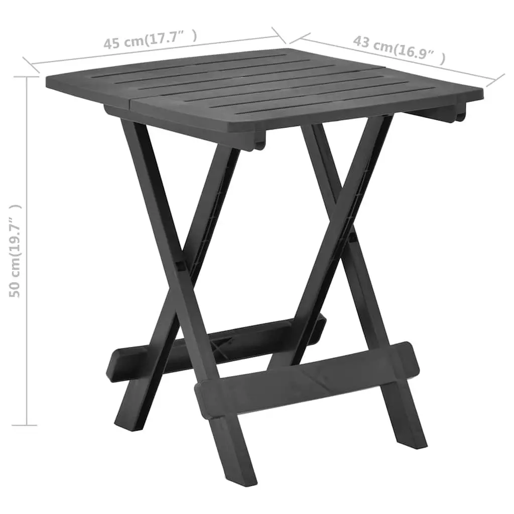 Folding Garden Table Anthracite Outdoor Patio Furniture Slatted Design Portable