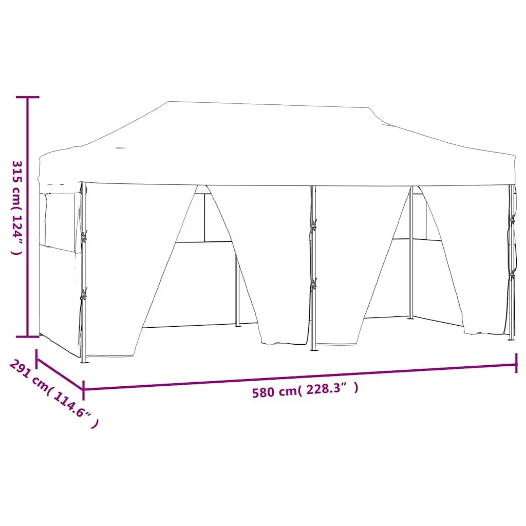 Folding Party Tent UV Water Resistant 3x6m Outdoor Canopy Gazebo with 4 Sidewalls Steel Frame Anthracite