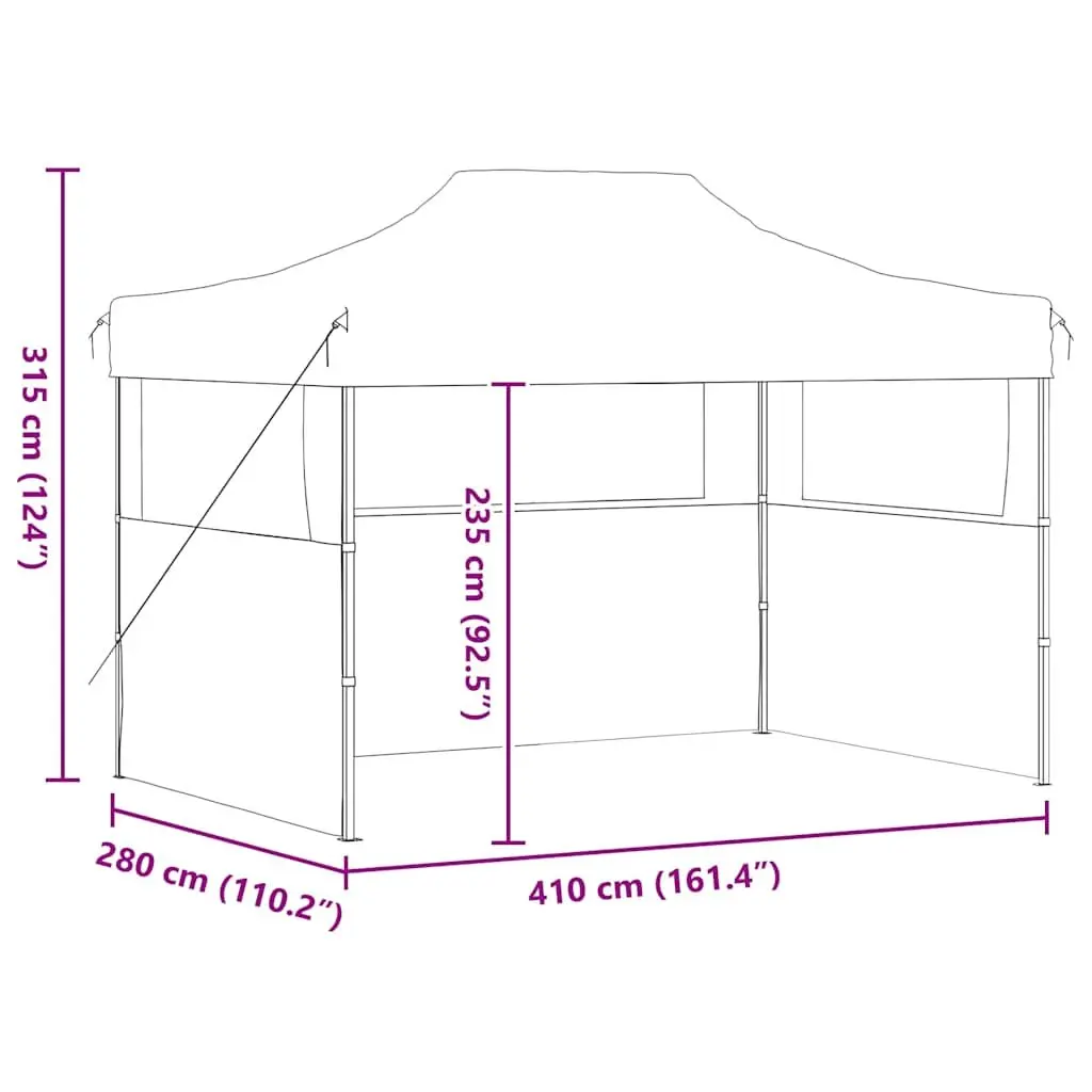 Folding Party Tent UV and Water Resistant 3x4m with 3 Sidewalls