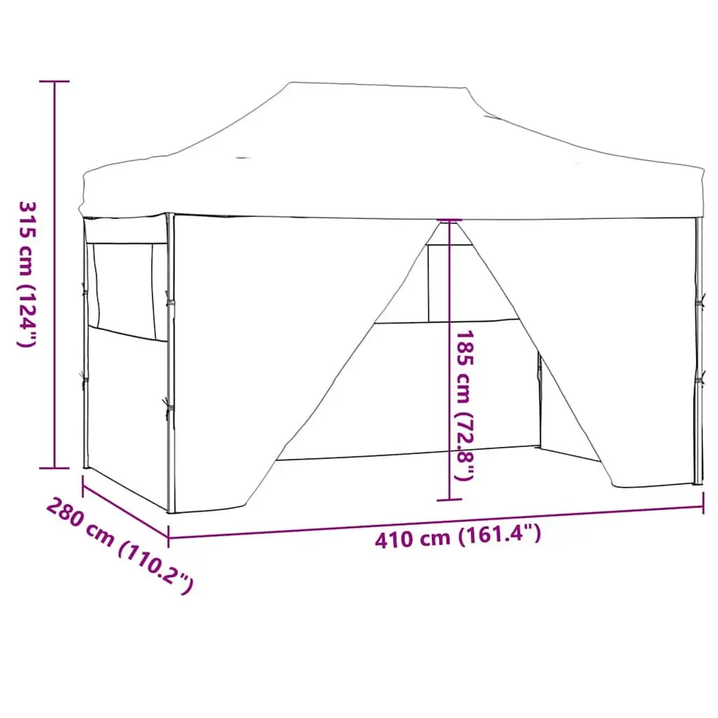 Folding Party Tent UV and Water Resistant 3x4m with 4 Sidewalls and Clear Windows Steel Frame