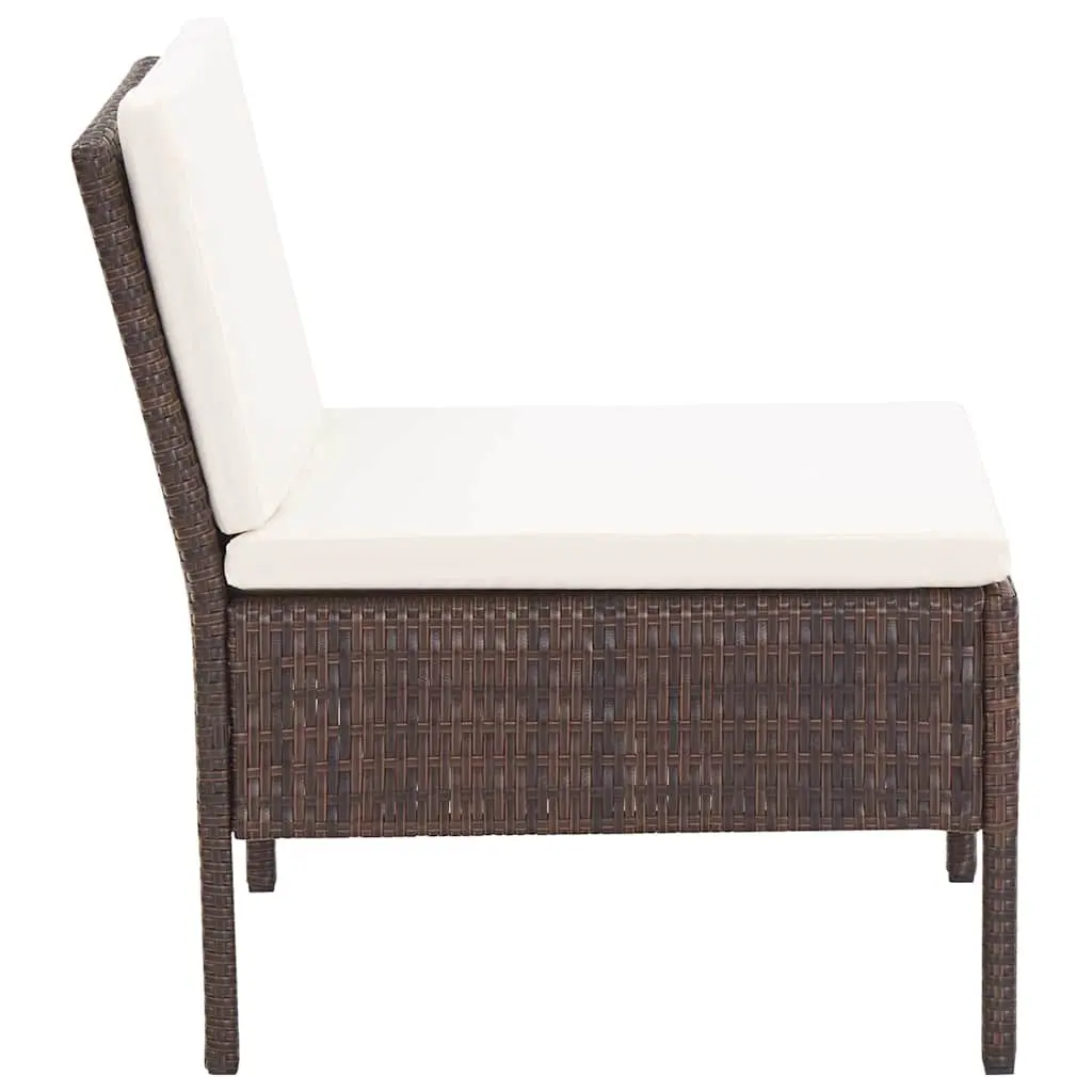 Garden Lounge Set 6 Piece Outdoor Furniture Poly Rattan Brown with Cushions