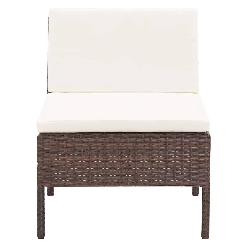 Garden Lounge Set 6 Piece Outdoor Furniture Poly Rattan Brown with Cushions