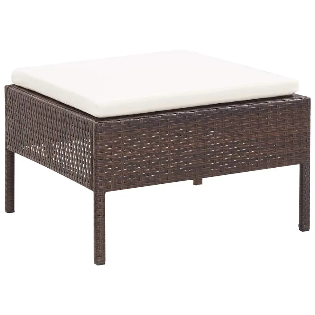 Garden Lounge Set 6 Piece Outdoor Furniture Poly Rattan Brown with Cushions