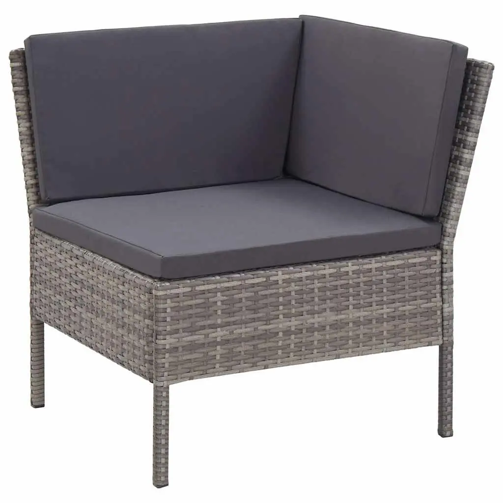 6 Piece Modular Outdoor Lounge Set Grey Rattan Cushions