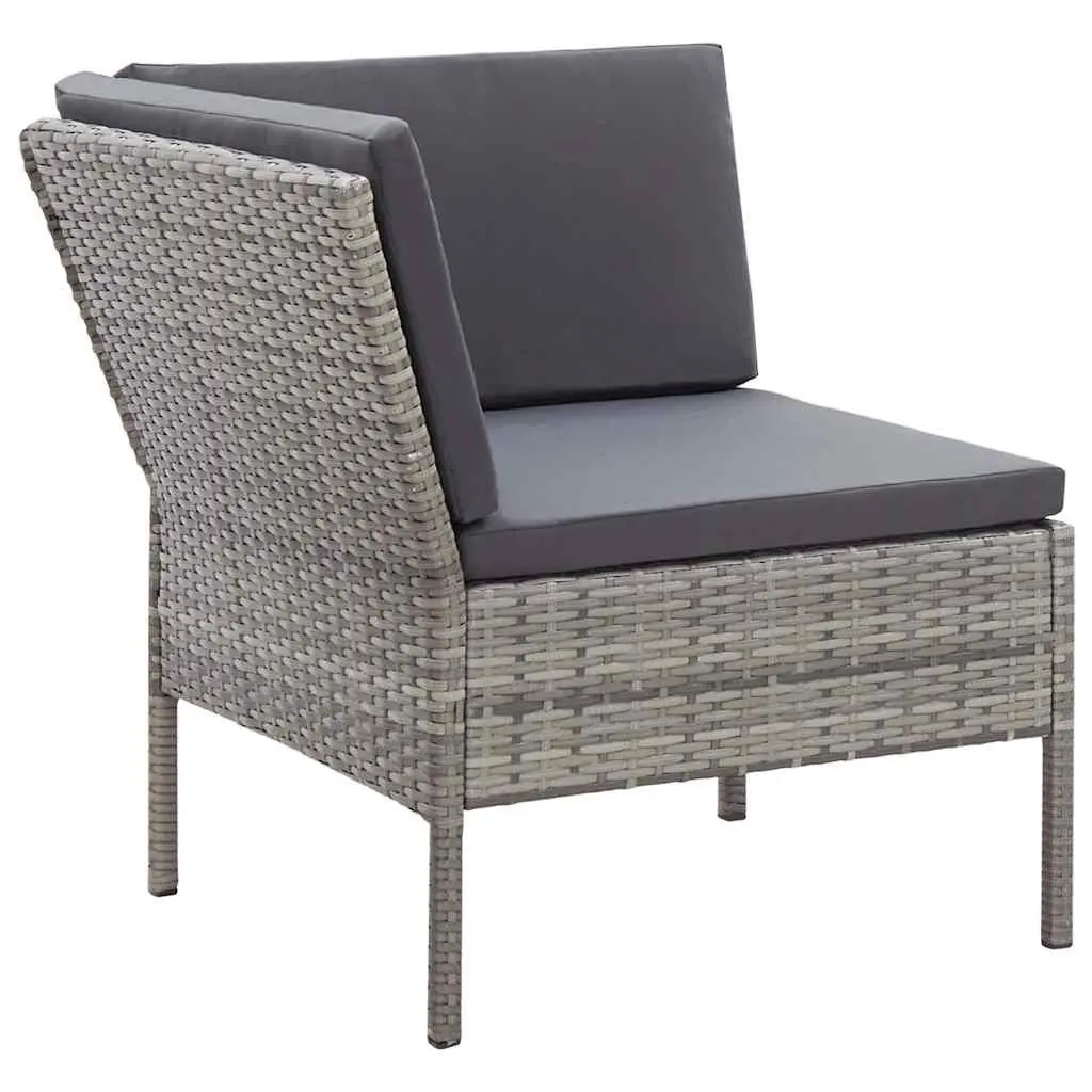6 Piece Modular Outdoor Lounge Set Grey Rattan Cushions