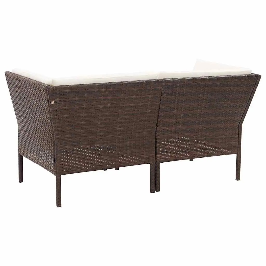 Garden Lounge Set 6 Piece Outdoor Furniture with Cushions Poly Rattan Brown