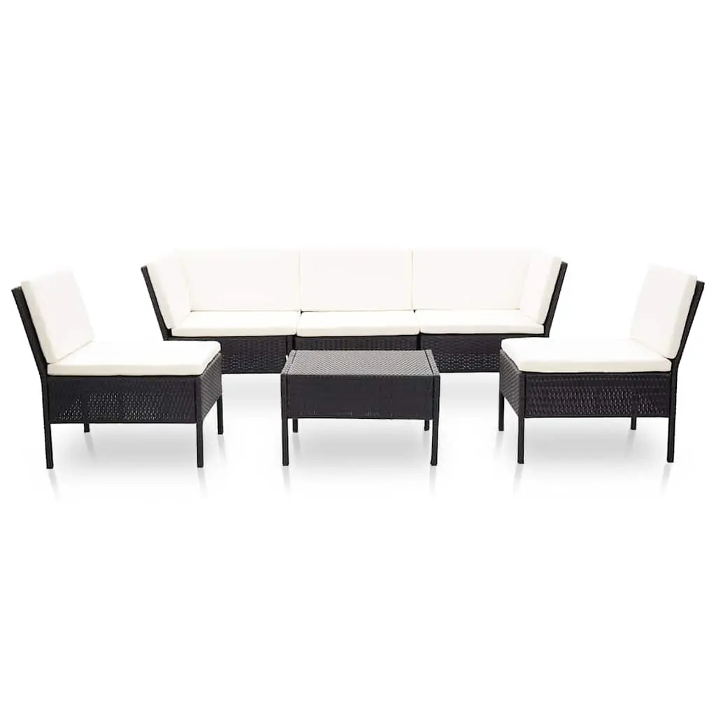 Garden Lounge Set 6 Piece Outdoor Furniture Poly Rattan Black Modular Patio