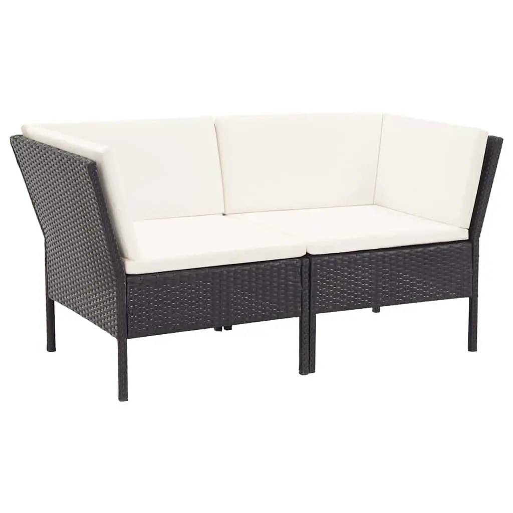 Garden Lounge Set 6 Piece Outdoor Furniture Poly Rattan Black Modular Patio