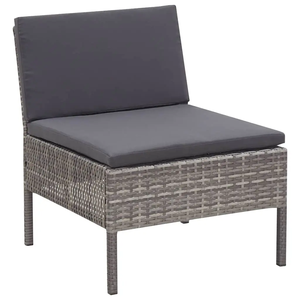 Garden Lounge Set Modular Outdoor Furniture 3 Piece Poly Rattan Sofa with Cushions