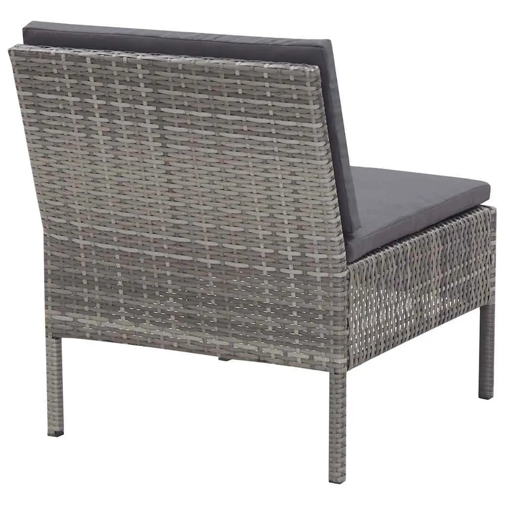 Garden Lounge Set Modular Outdoor Furniture 3 Piece Poly Rattan Sofa with Cushions