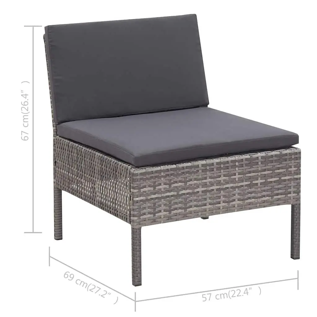 Garden Lounge Set Modular Outdoor Furniture 3 Piece Poly Rattan Sofa with Cushions