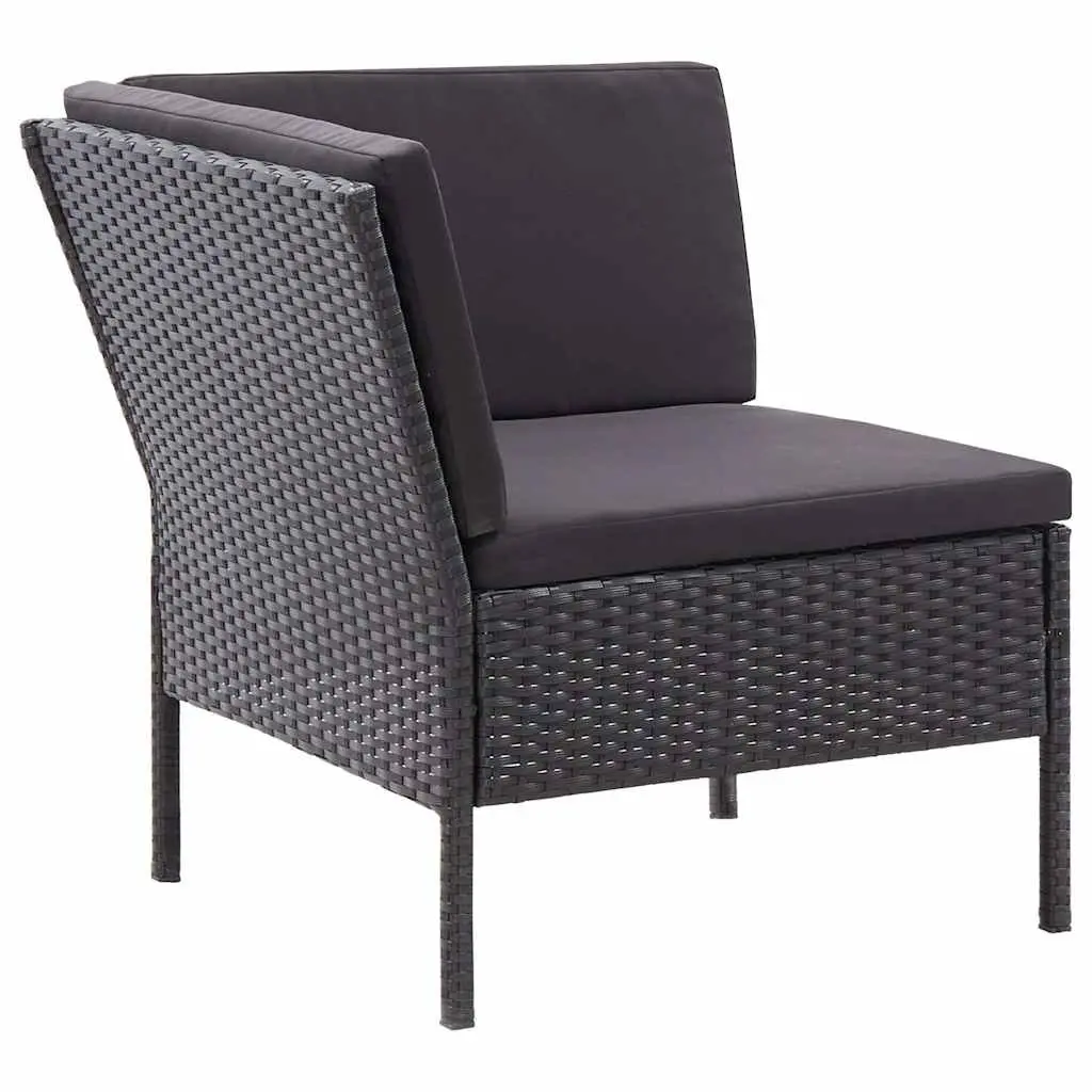 Garden Lounge Set 3 Piece Outdoor Furniture Poly Rattan Cushions Black