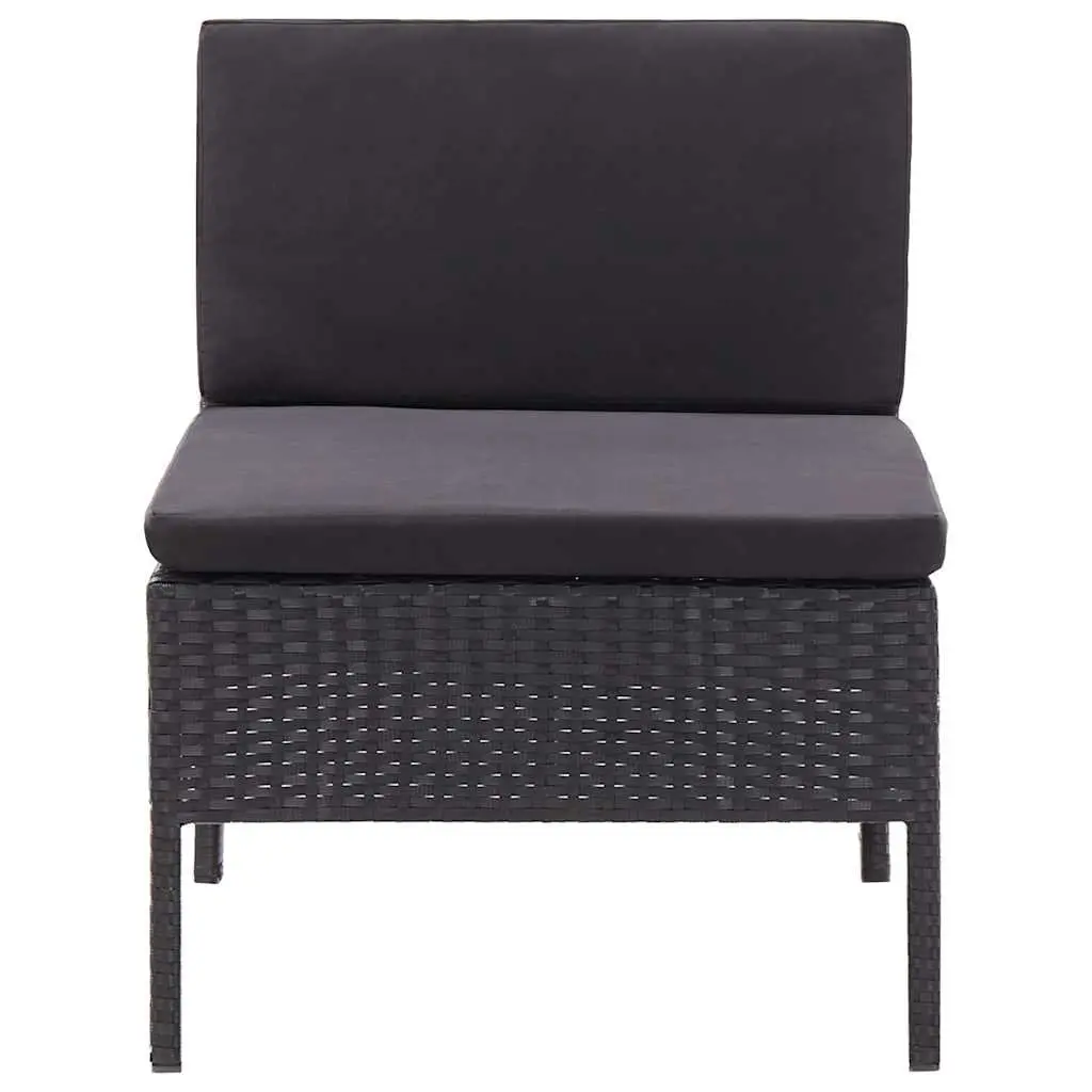 Garden Lounge Set 3 Piece Outdoor Furniture Poly Rattan Cushions Black
