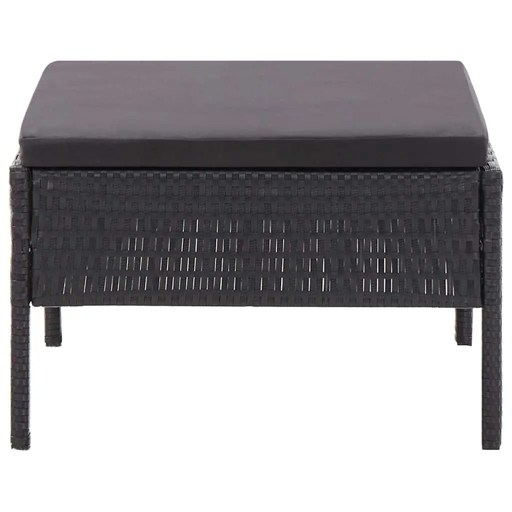 Garden Lounge Set 3 Piece Outdoor Furniture Poly Rattan Cushions Black