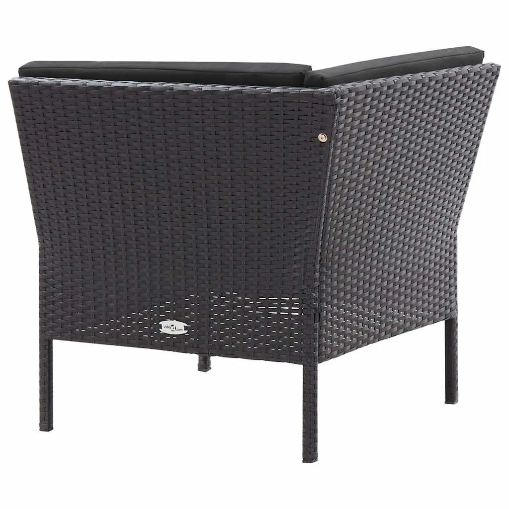 Garden Lounge Set 3 Piece Outdoor Furniture Poly Rattan Cushions Black