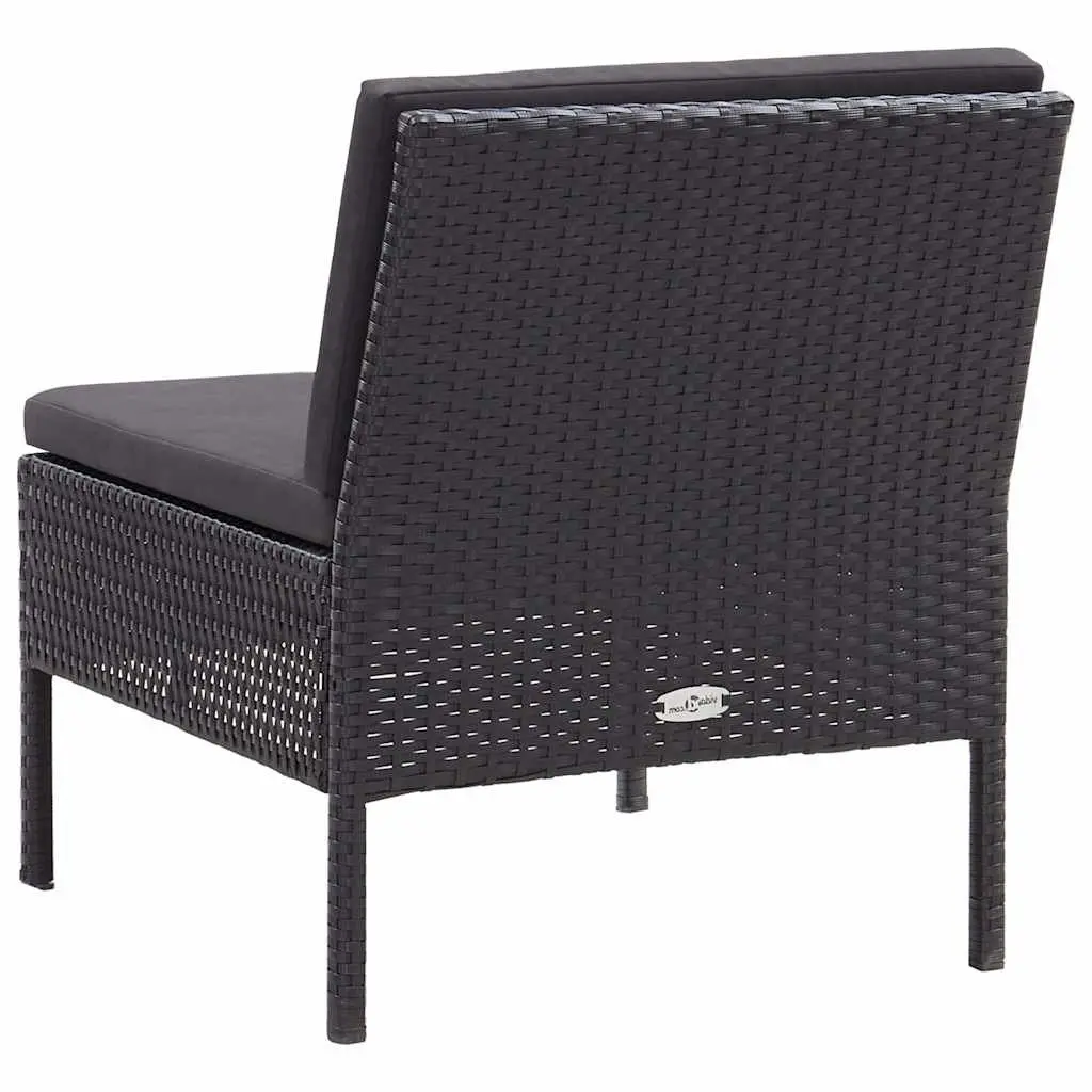 Garden Lounge Set 3 Piece Outdoor Furniture Poly Rattan Cushions Black
