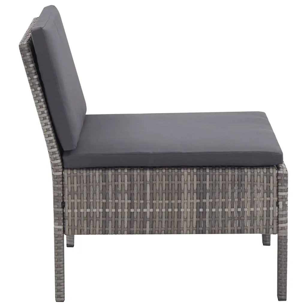 3 Piece Modular Outdoor Sofa Set with Cushions Grey Rattan Garden Lounge