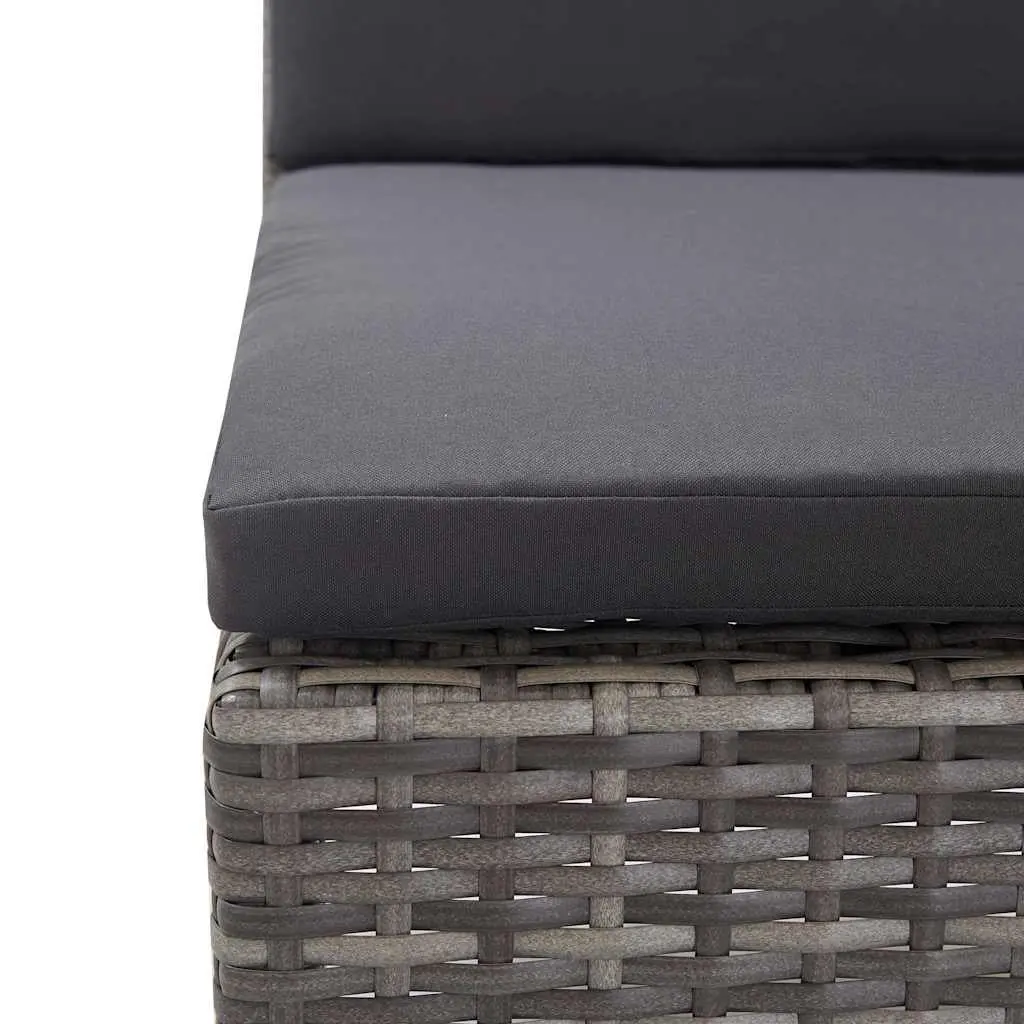 3 Piece Modular Outdoor Sofa Set with Cushions Grey Rattan Garden Lounge