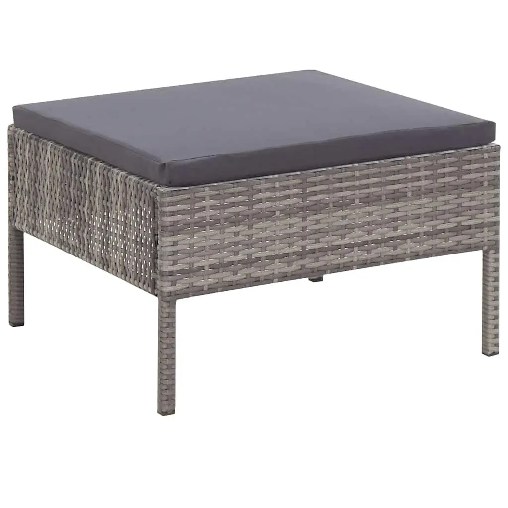 3 Piece Modular Outdoor Sofa Set with Cushions Grey Rattan Garden Lounge