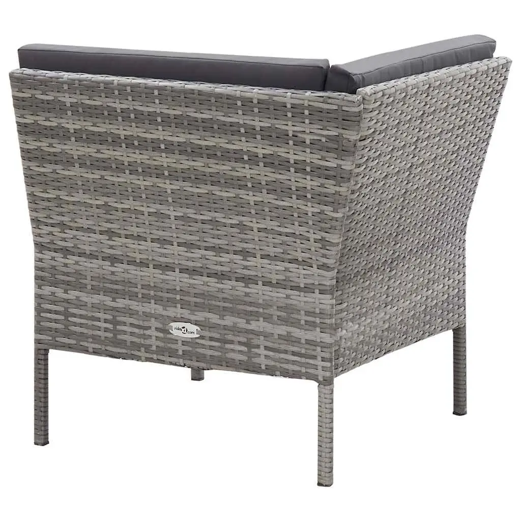 3 Piece Modular Outdoor Sofa Set with Cushions Grey Rattan Garden Lounge