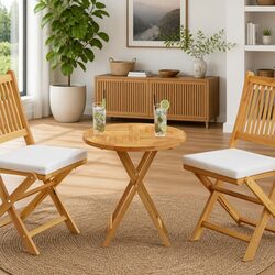 Round Solid Teak Wood Table Top 60cm Diameter Restaurant Cafe Dining Tabletop