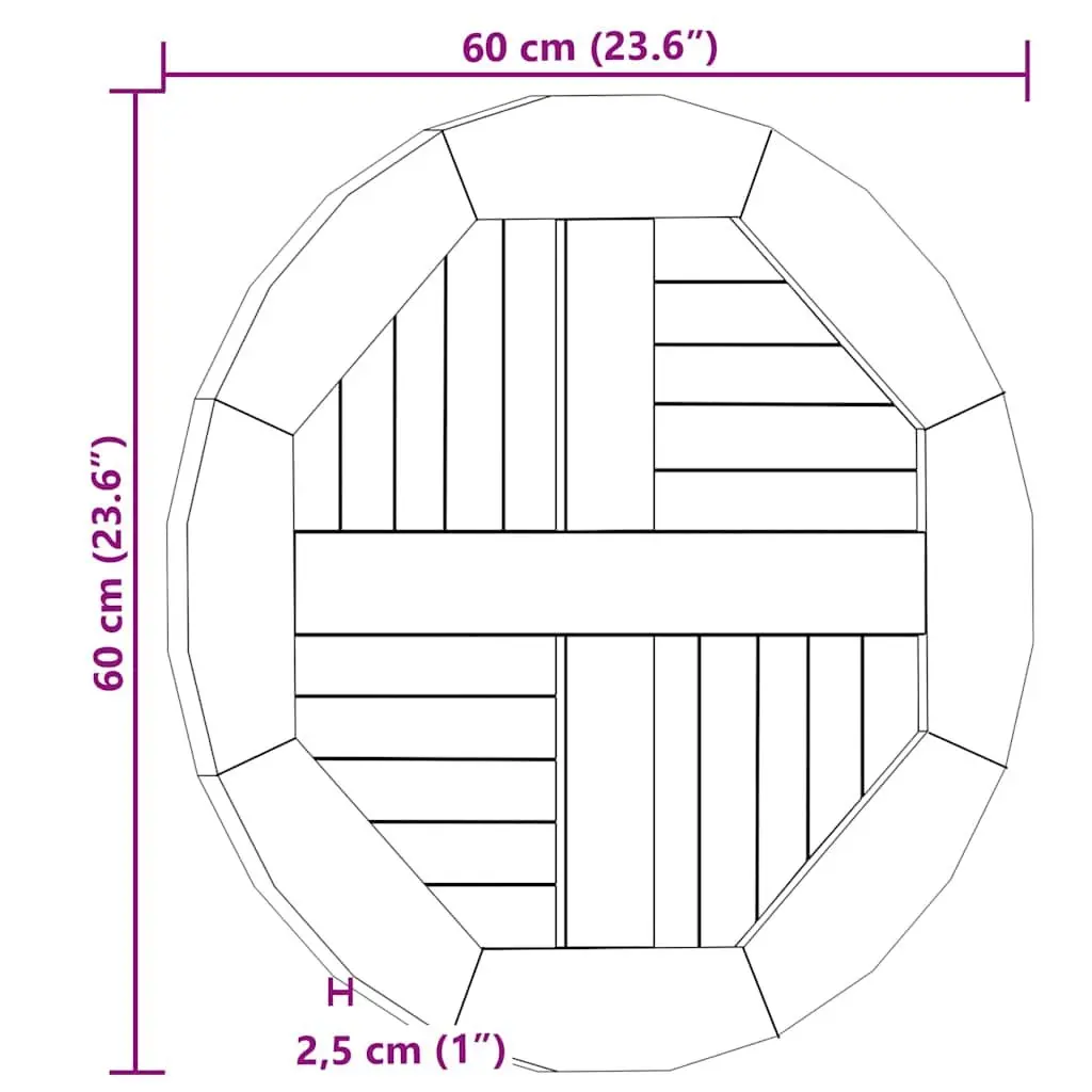 60cm Round Teak Wood Table Top
