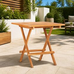 Folding Bistro Table 60x60x65 cm Brown Outdoor Garden Dining Teak Wood Furniture