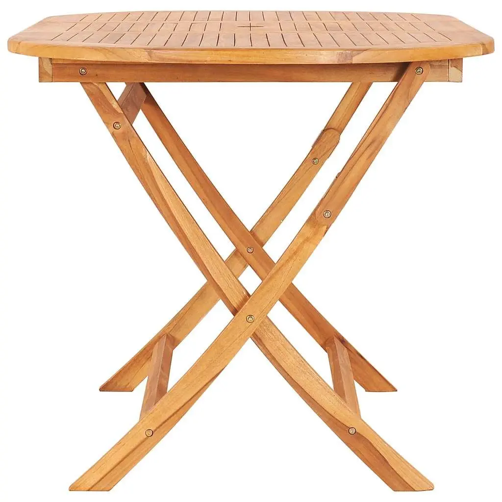 Folding Dining Table Teak Wood 160x80cm Outdoor Garden Patio Furniture Brown