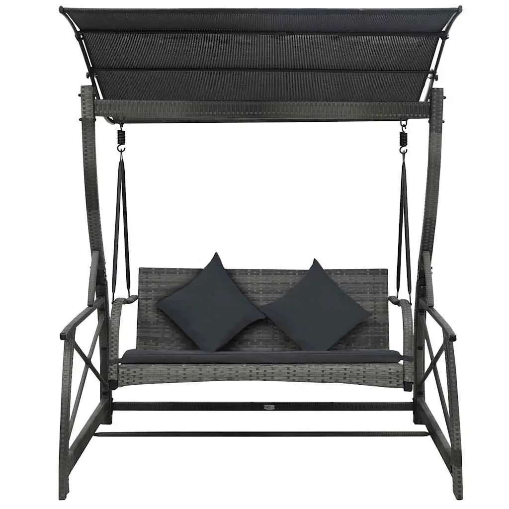 3-Seater Garden Swing Bench with Canopy Outdoor Patio Chair Grey