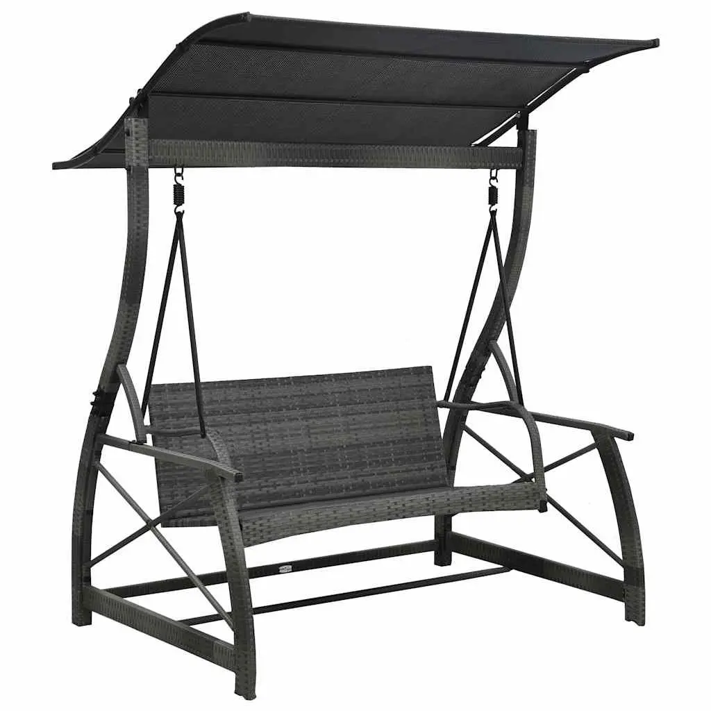 3-Seater Garden Swing Bench with Canopy Outdoor Patio Chair Grey