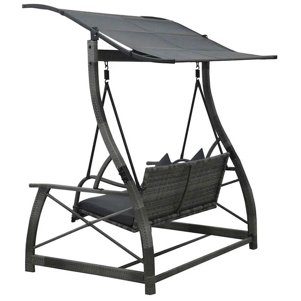 3-Seater Garden Swing Bench with Canopy Outdoor Patio Chair Grey