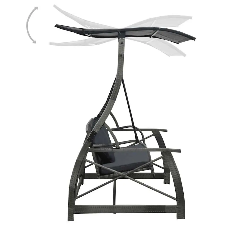 3-Seater Garden Swing Bench with Canopy Outdoor Patio Chair Grey