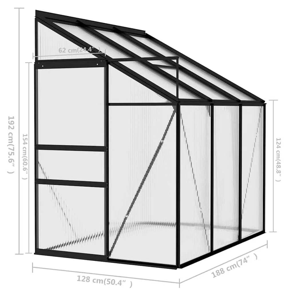 Greenhouse Anthracite Aluminium Frame PC Board 2.41 m² Garden Plant Shelter Outdoor