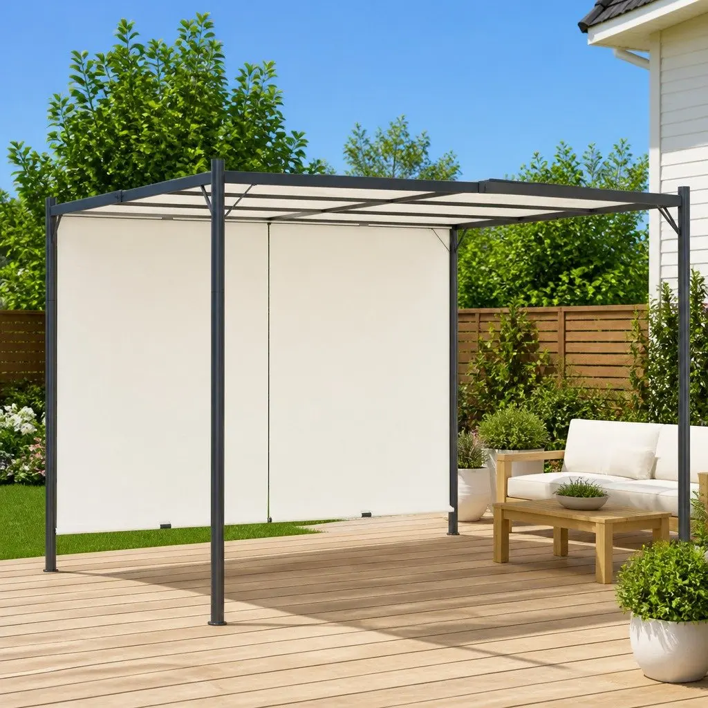 Garden Pergola Adjustable Retractable Roof 3x3m Outdoor Shade