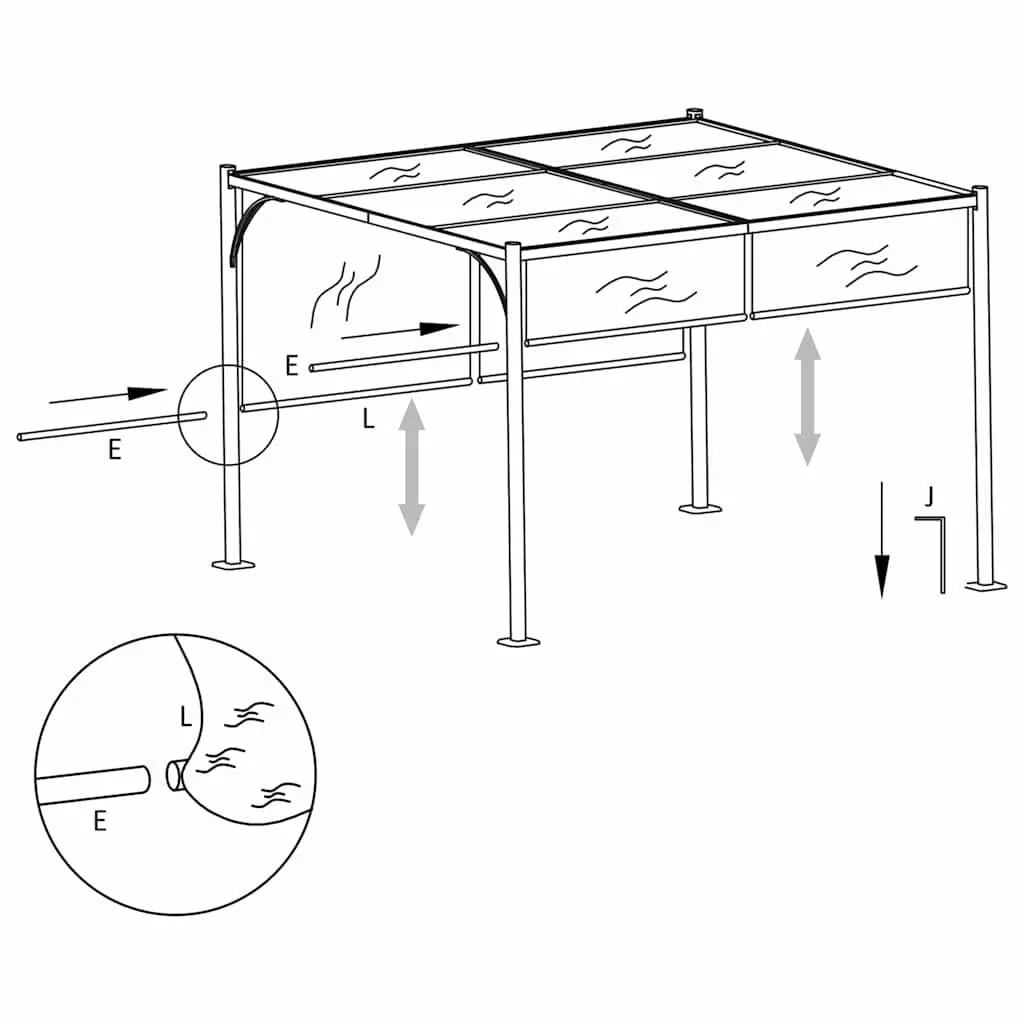 Garden Pergola Adjustable Retractable Roof 3x3m Outdoor Shade
