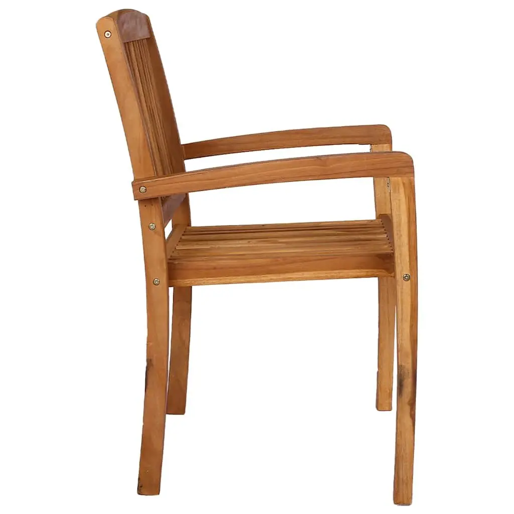 Outdoor Stacking Dining Chairs Set of 2 Teak Wood Garden Patio Seating