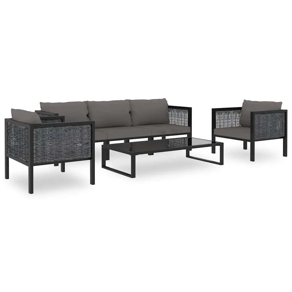 Outdoor Sectional Middle Sofa Hand-Woven Poly Rattan Anthracite