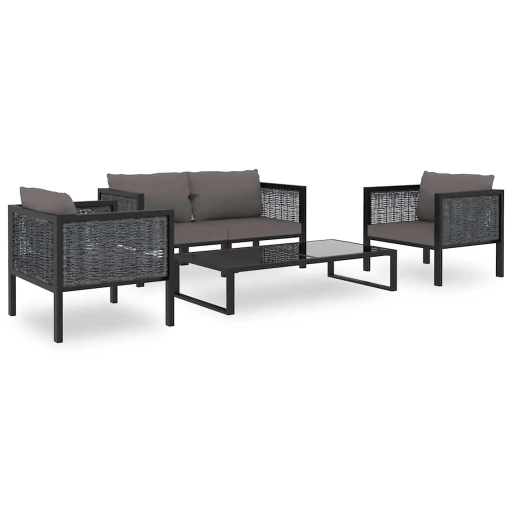 Outdoor Sectional Middle Sofa Hand-Woven Poly Rattan Anthracite