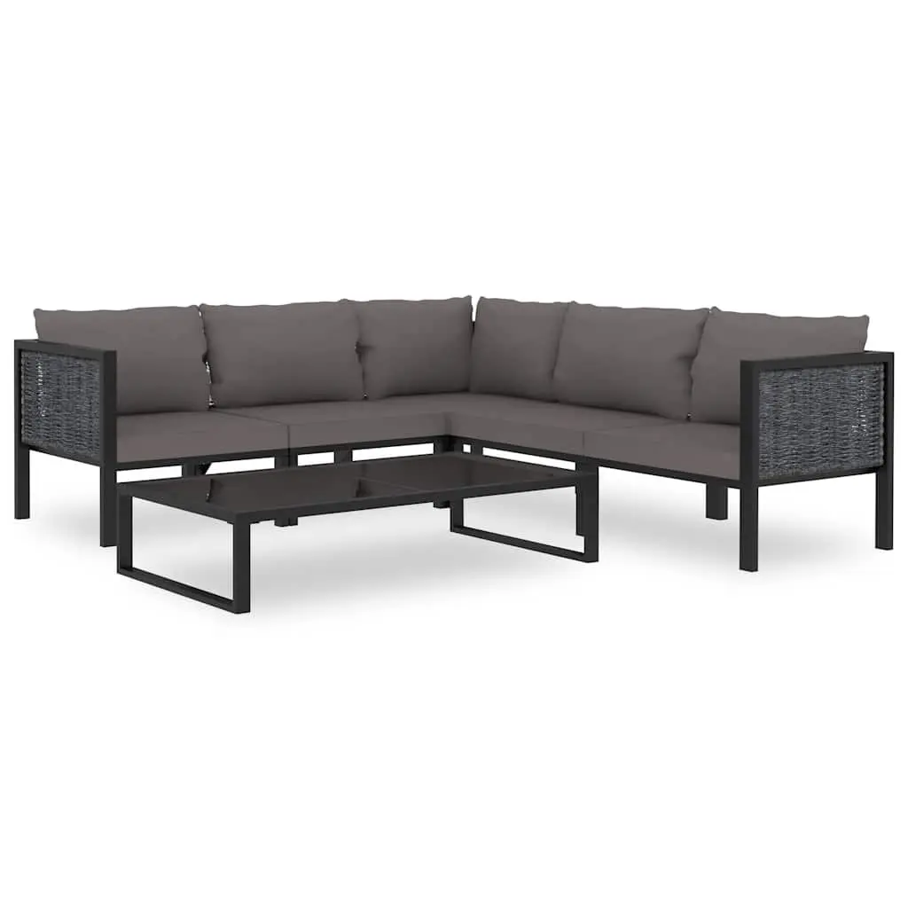 Outdoor Sectional Middle Sofa Hand-Woven Poly Rattan Anthracite