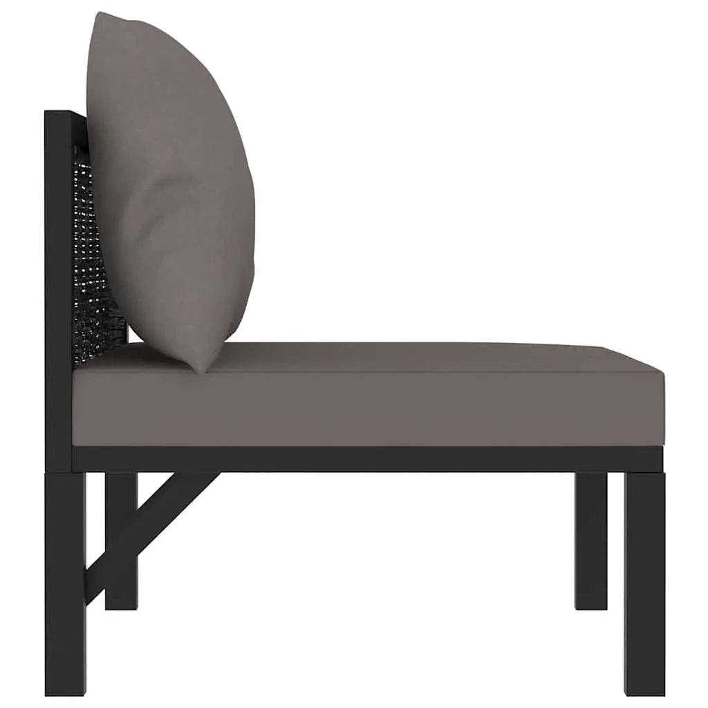 Outdoor Sectional Middle Sofa Hand-Woven Poly Rattan Anthracite