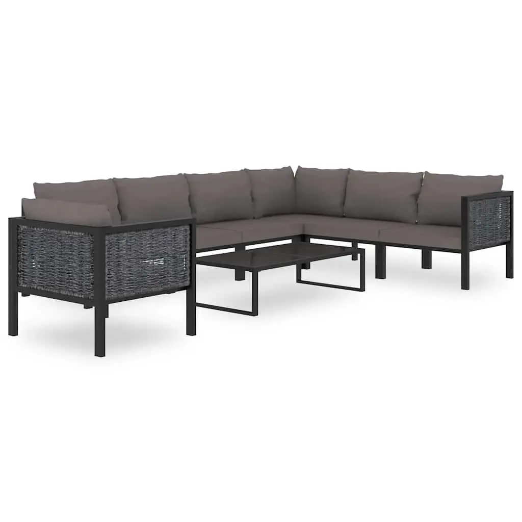 Outdoor Sectional Middle Sofa Hand-Woven Poly Rattan Anthracite