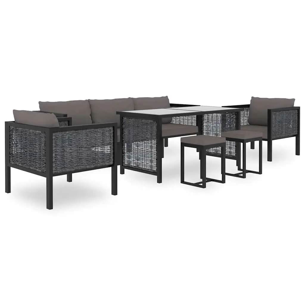 Outdoor Sectional Middle Sofa Hand-Woven Poly Rattan Anthracite