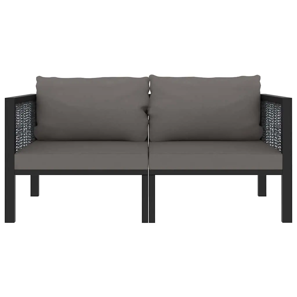2-Seater Outdoor Sofa Poly Rattan Garden Lounge Patio Furniture Anthracite with