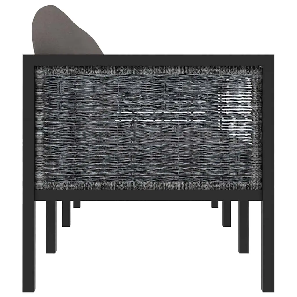 Outdoor Sofa Hand-Woven Poly Rattan 3-Seater Lounge Anthracite Suitable for Garden Patio and Indoor Use