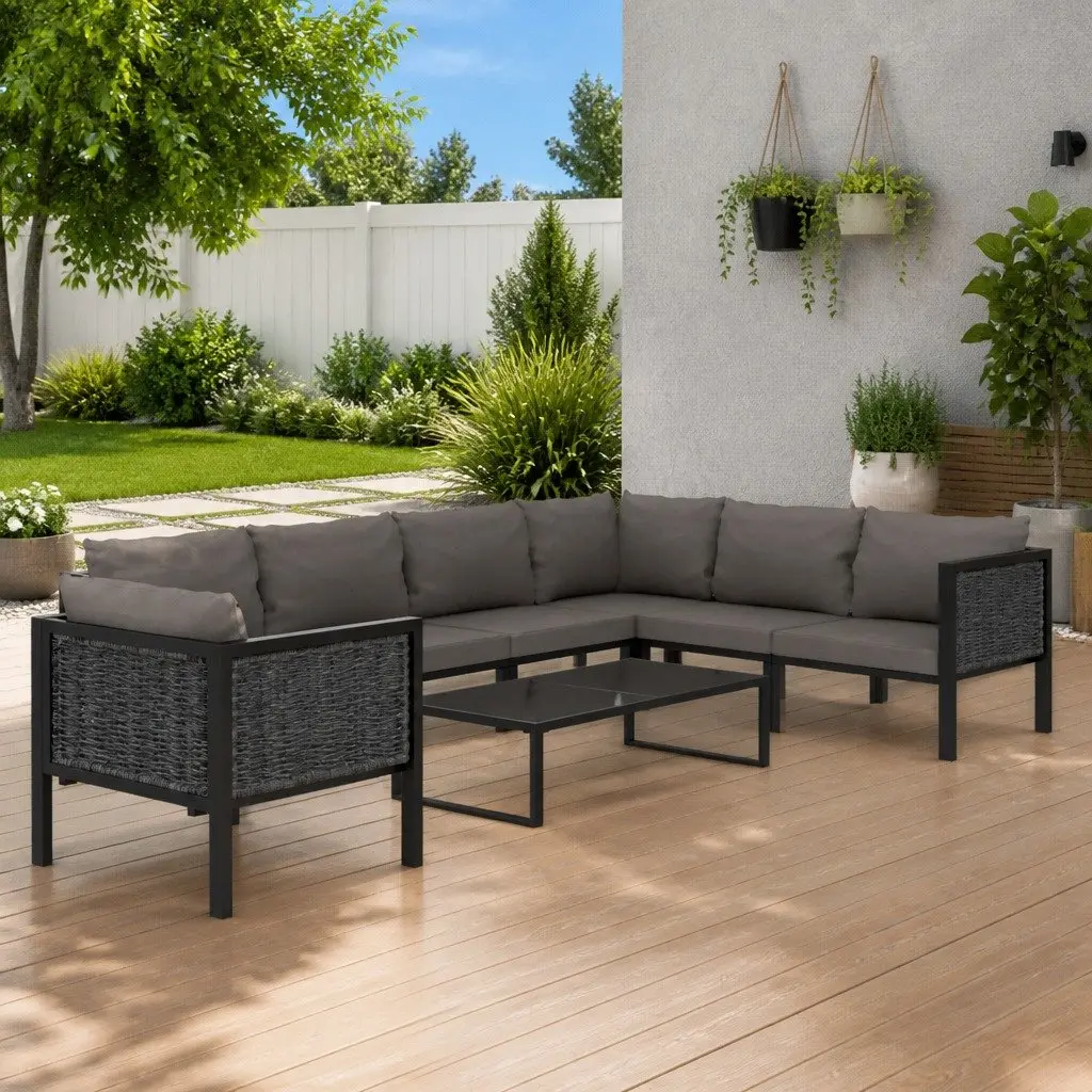 Garden Lounge Set 8 Piece Outdoor Patio Furniture Poly Rattan with Cushions